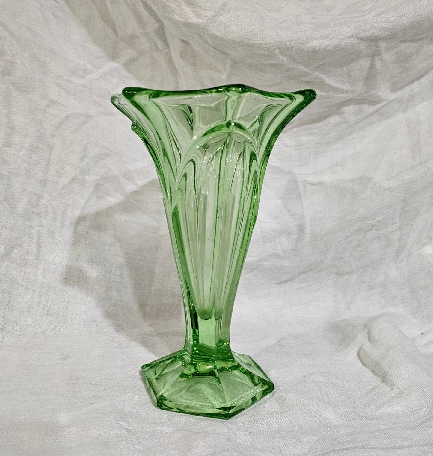 URANIUM GLASS TRUMPET VASE
