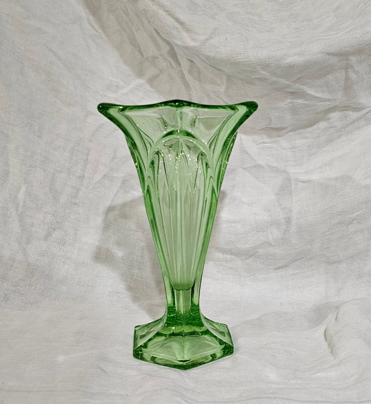 URANIUM GLASS TRUMPET VASE