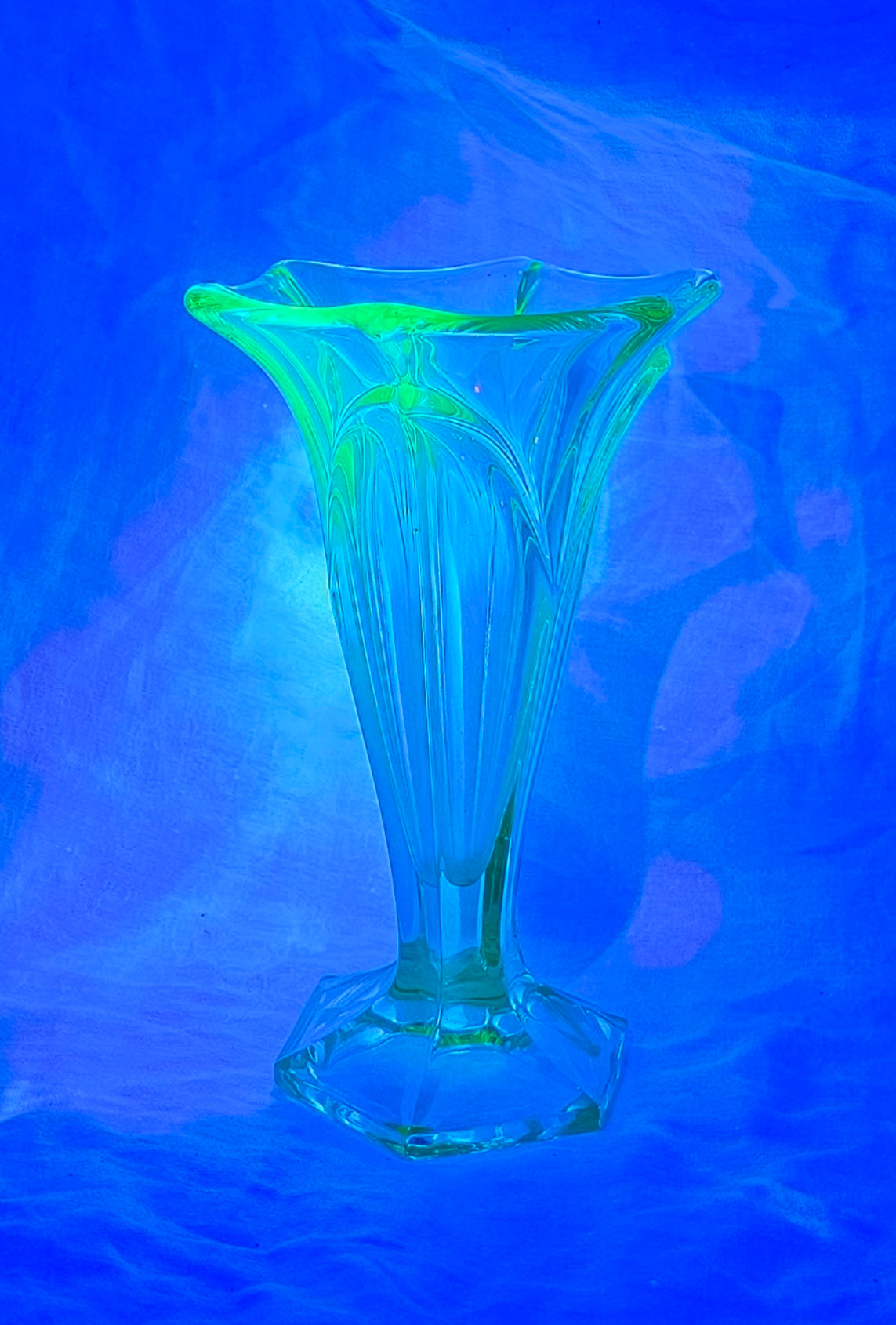 URANIUM GLASS TRUMPET VASE