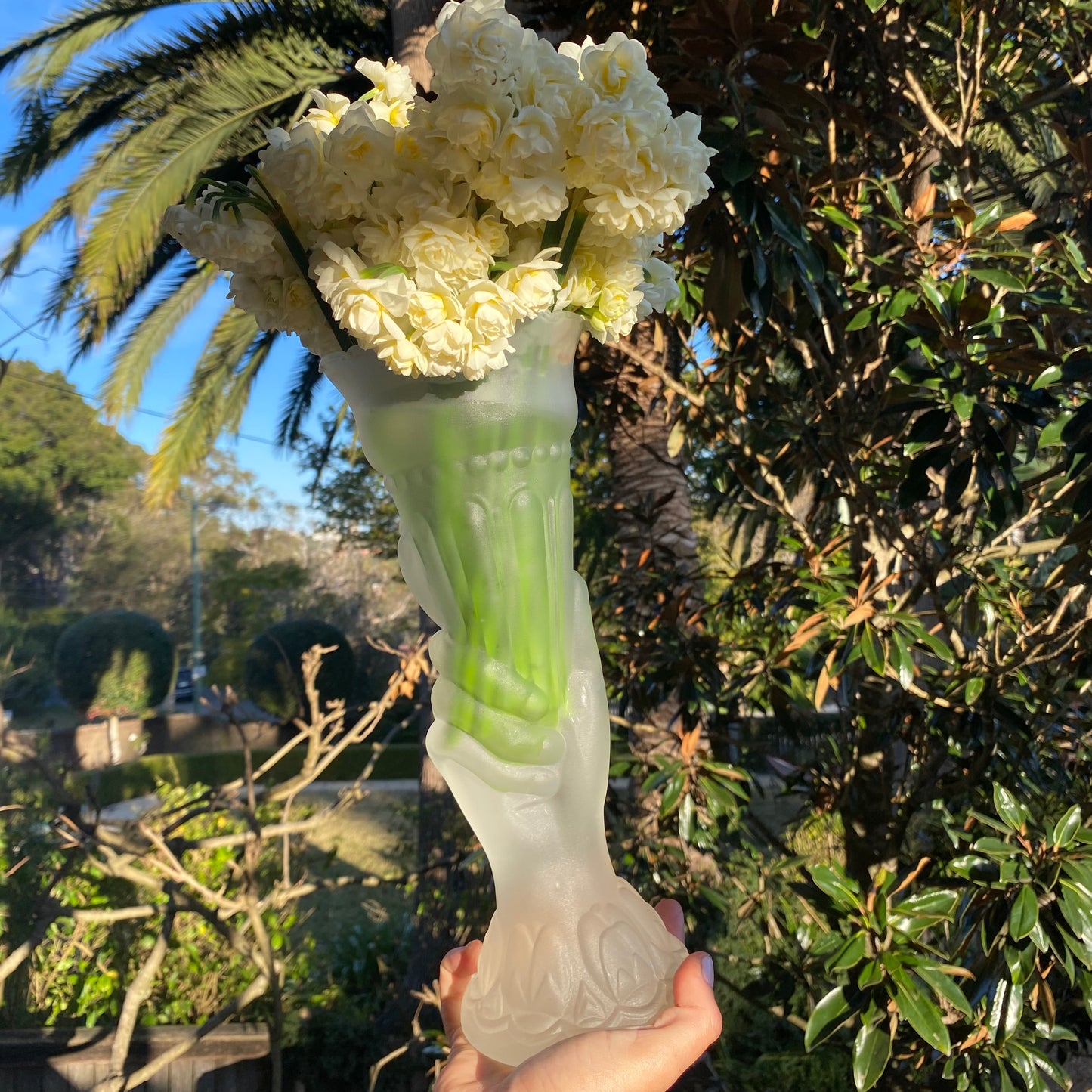 VICTORIAN STYLE FROSTED GLASS VASE