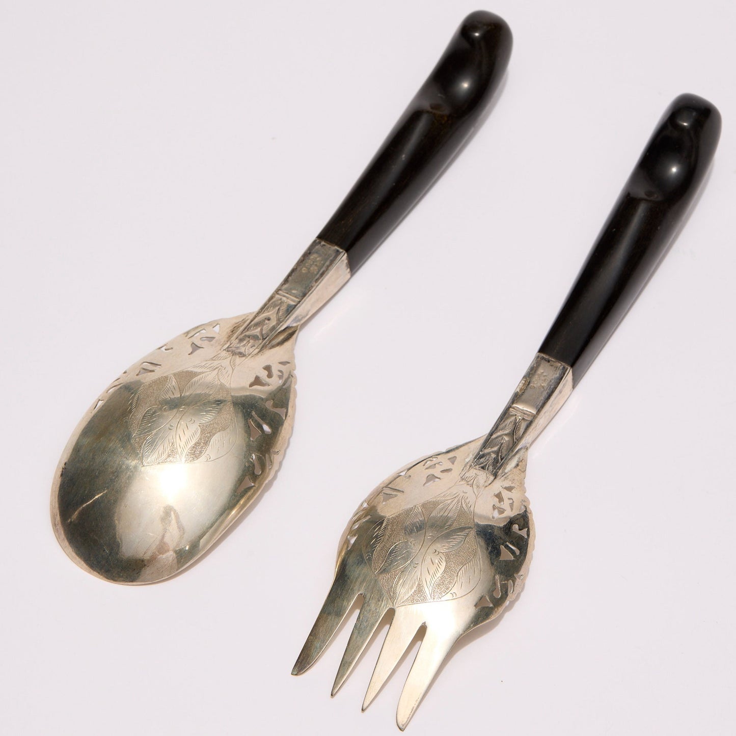 MOHD SALLEH & SONS | SILVER AND HORN SALAD SERVERS