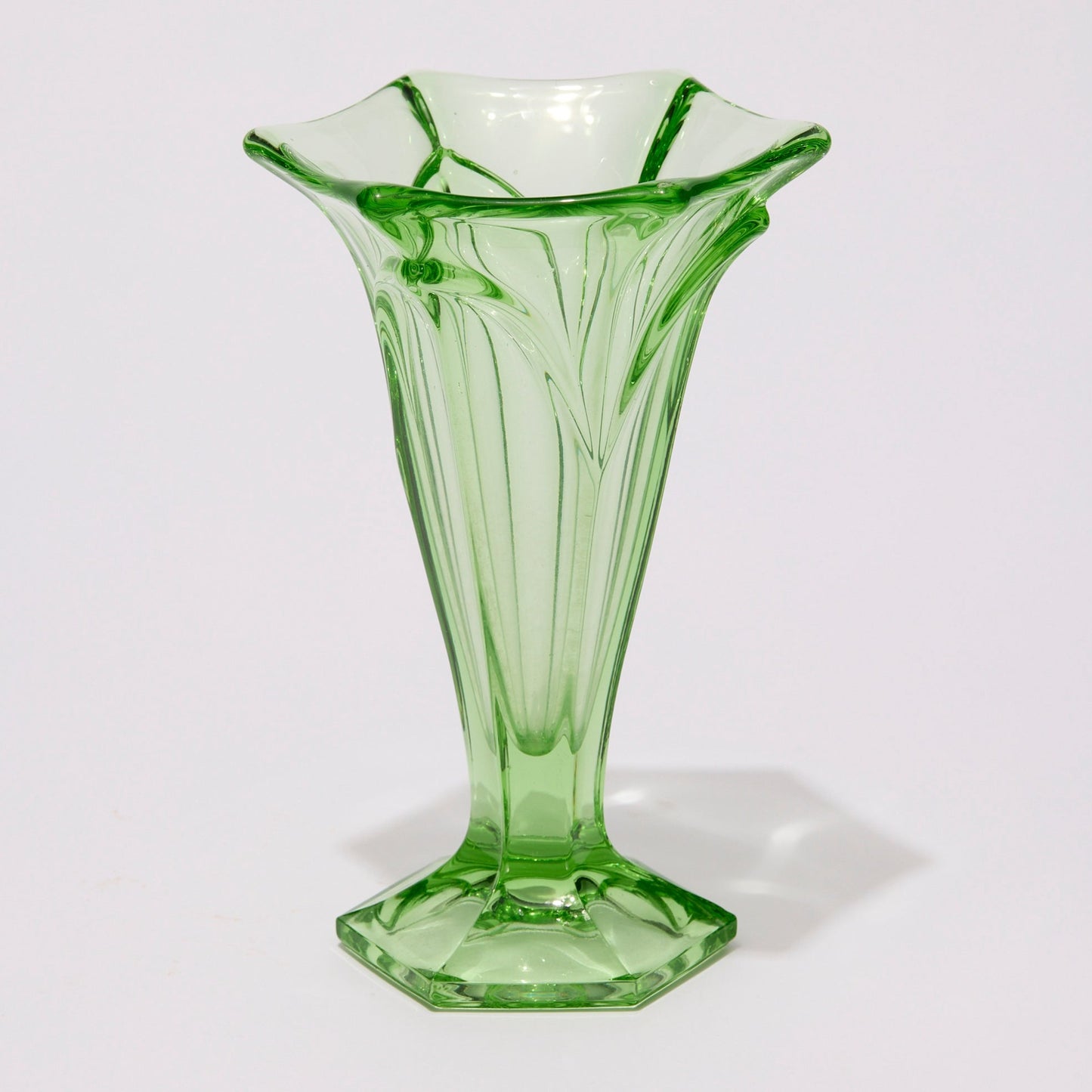 URANIUM GLASS TRUMPET VASE