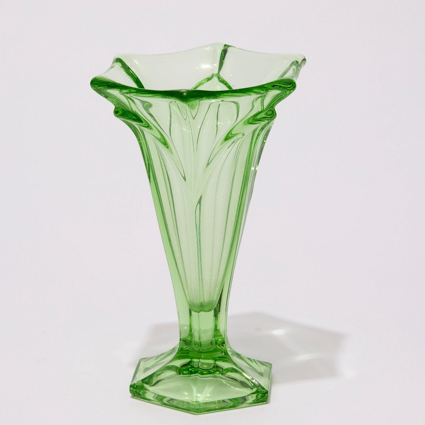 URANIUM GLASS TRUMPET VASE