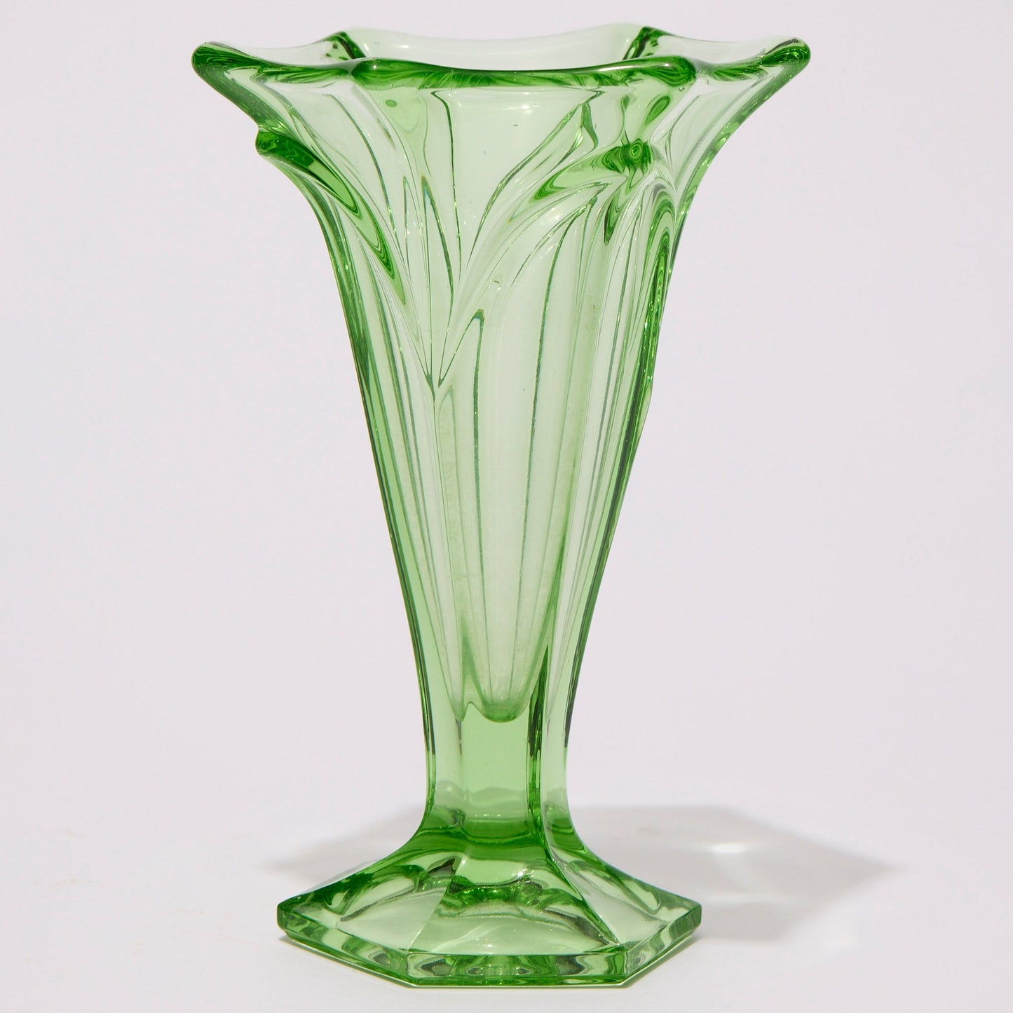 URANIUM GLASS TRUMPET VASE