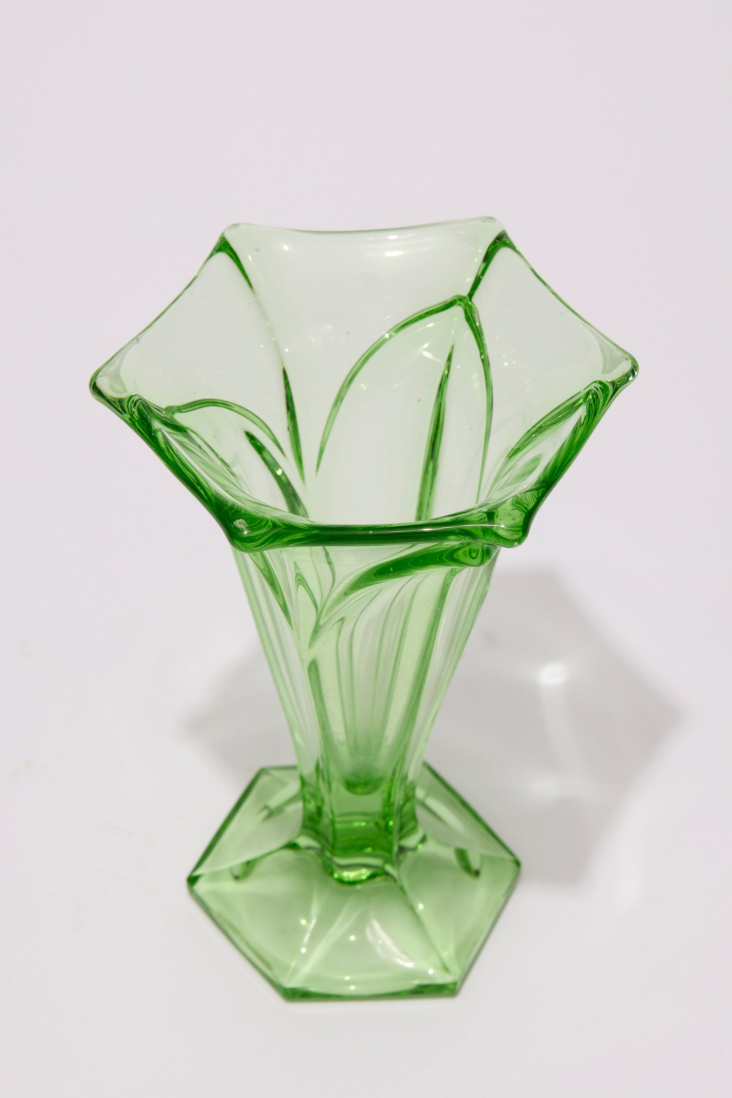 URANIUM GLASS TRUMPET VASE