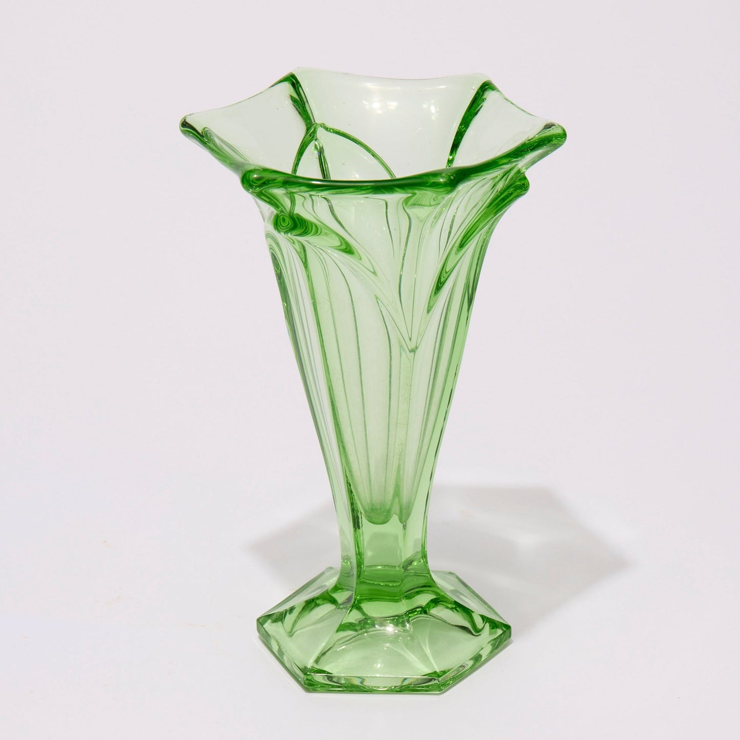URANIUM GLASS TRUMPET VASE