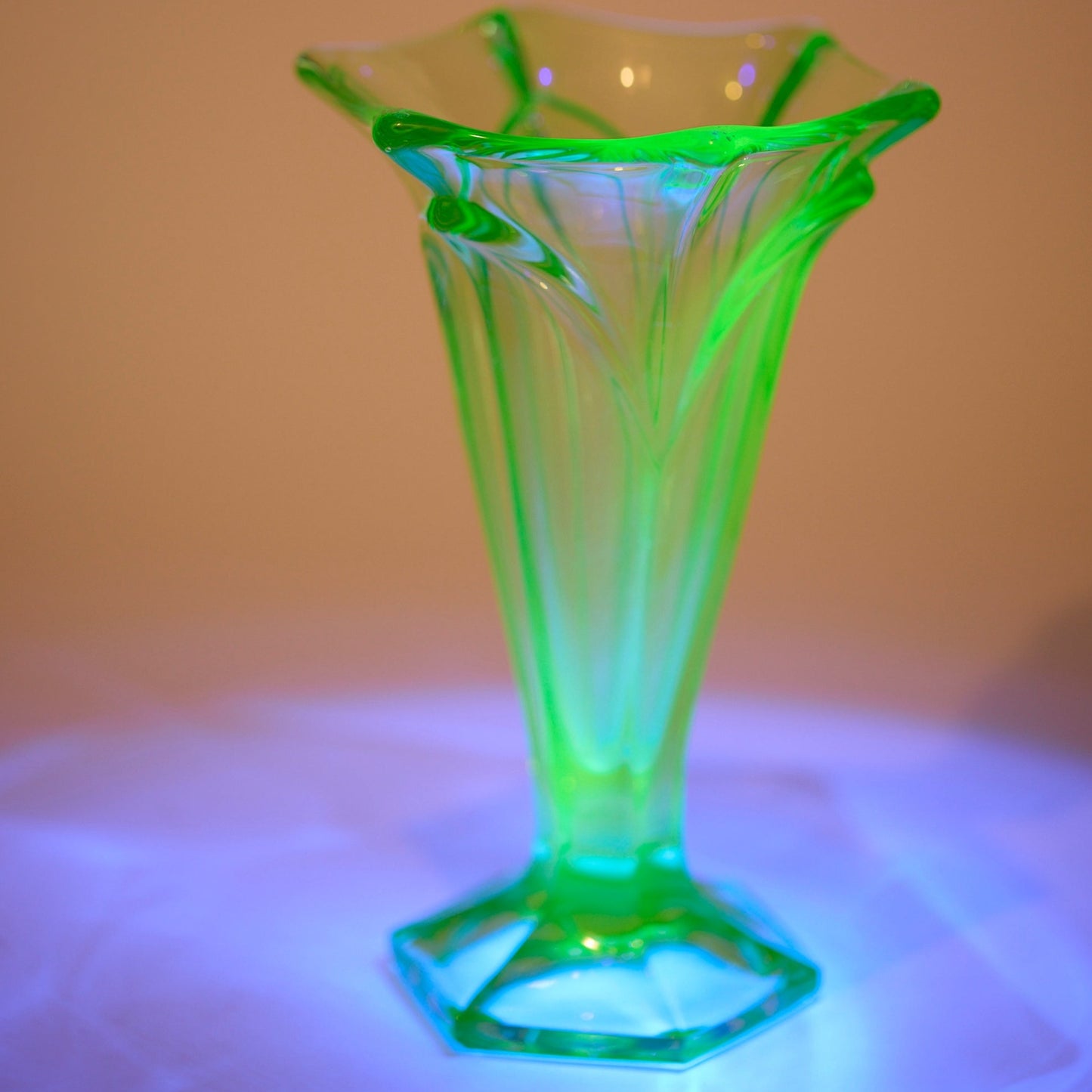 URANIUM GLASS TRUMPET VASE
