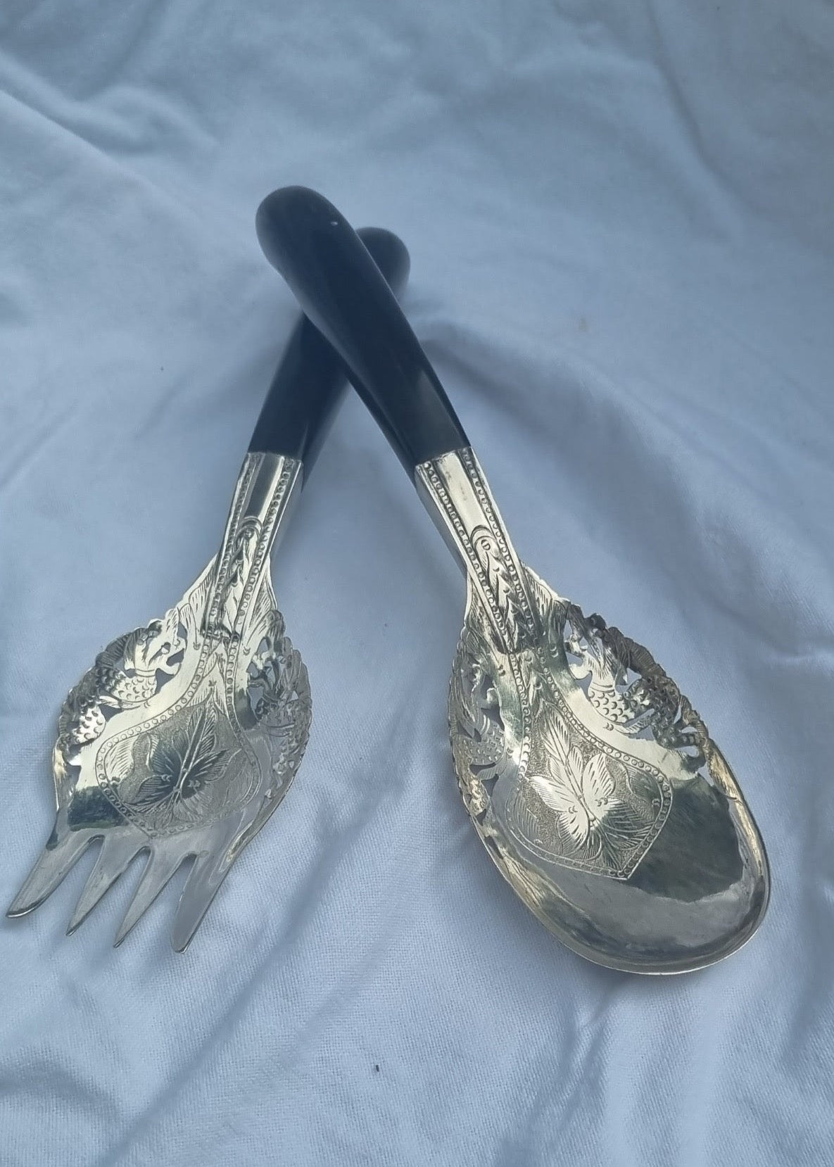 MOHD SALLEH & SONS | SILVER AND HORN SALAD SERVERS