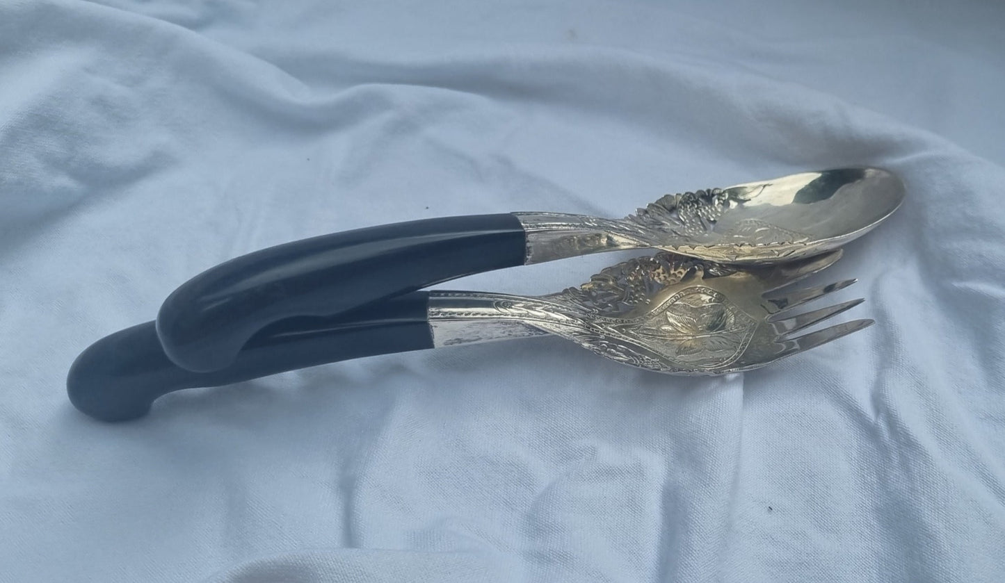 MOHD SALLEH & SONS | SILVER AND HORN SALAD SERVERS