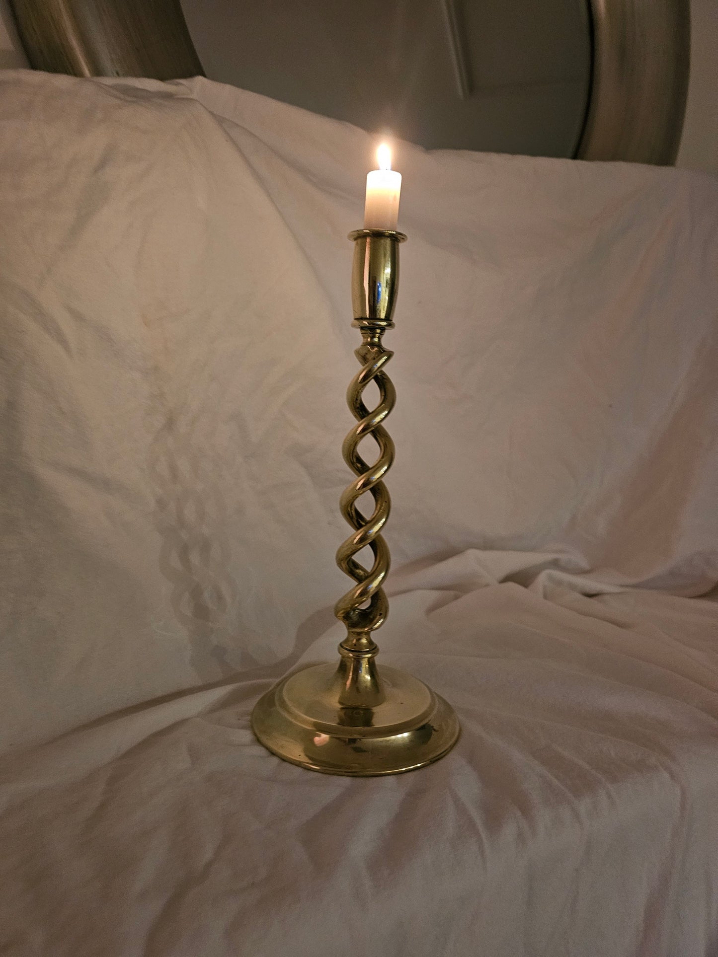 TWISTED BRASS CANDLESTICKS (PAIR)