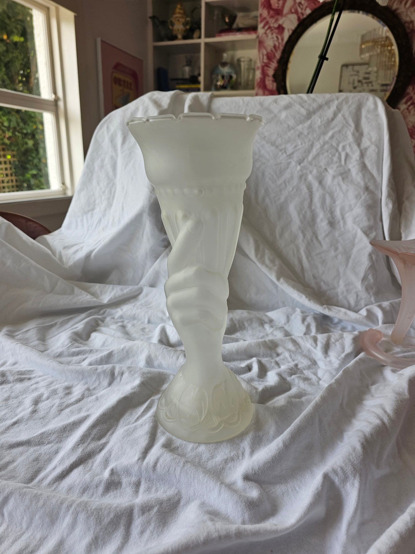 VICTORIAN STYLE FROSTED GLASS VASE