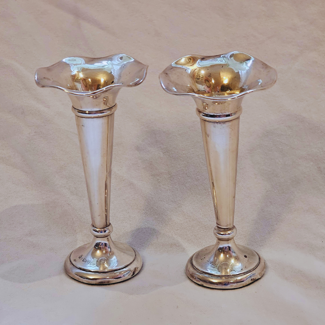 WALKER & HALL TRUMPET VASES (PAIR)