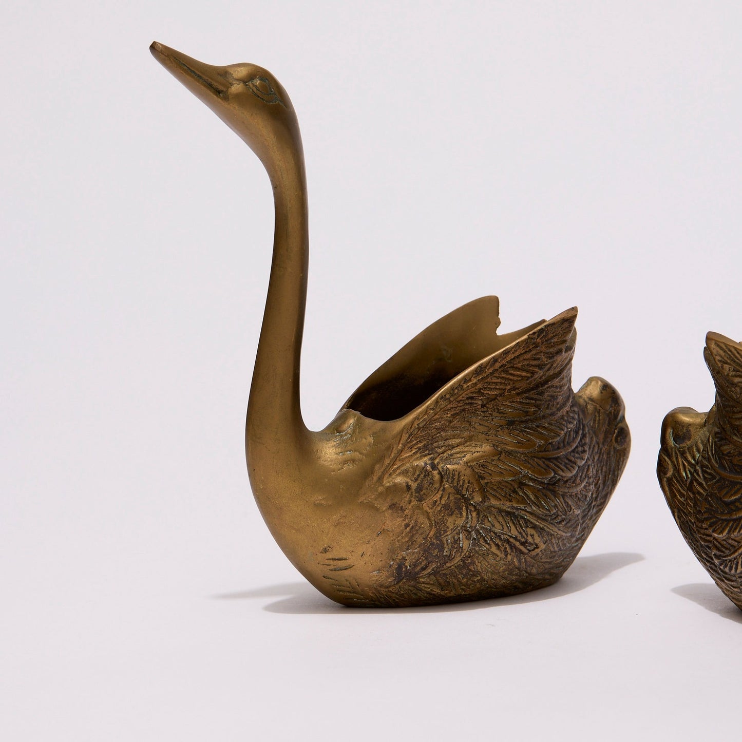 SOLID BRASS SWAN SCULPTURES (PAIR)