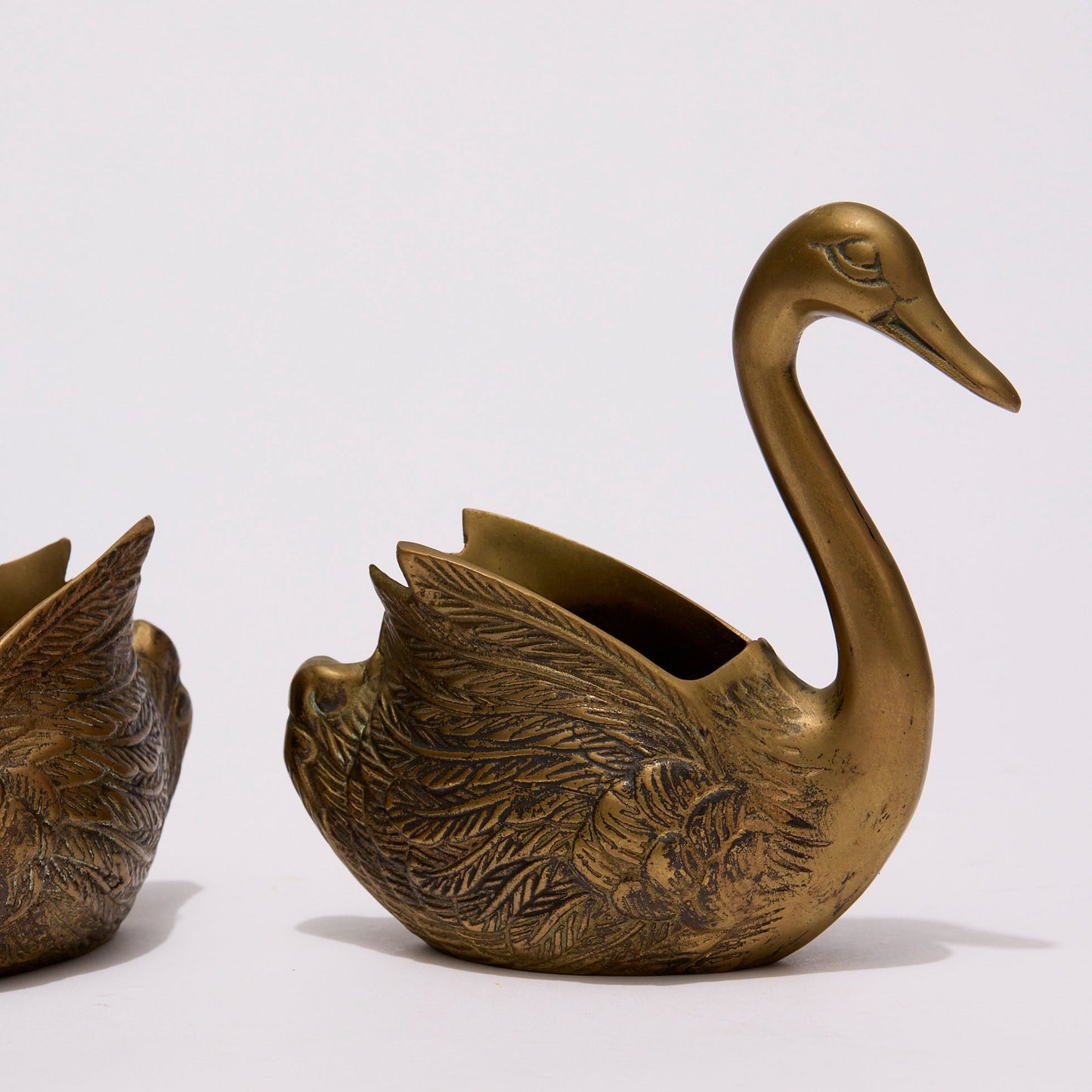 SOLID BRASS SWAN SCULPTURES (PAIR)