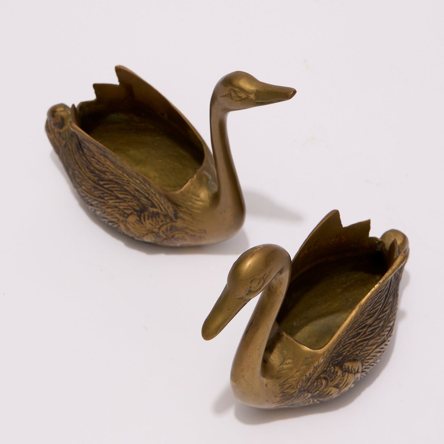 SOLID BRASS SWAN SCULPTURES (PAIR)