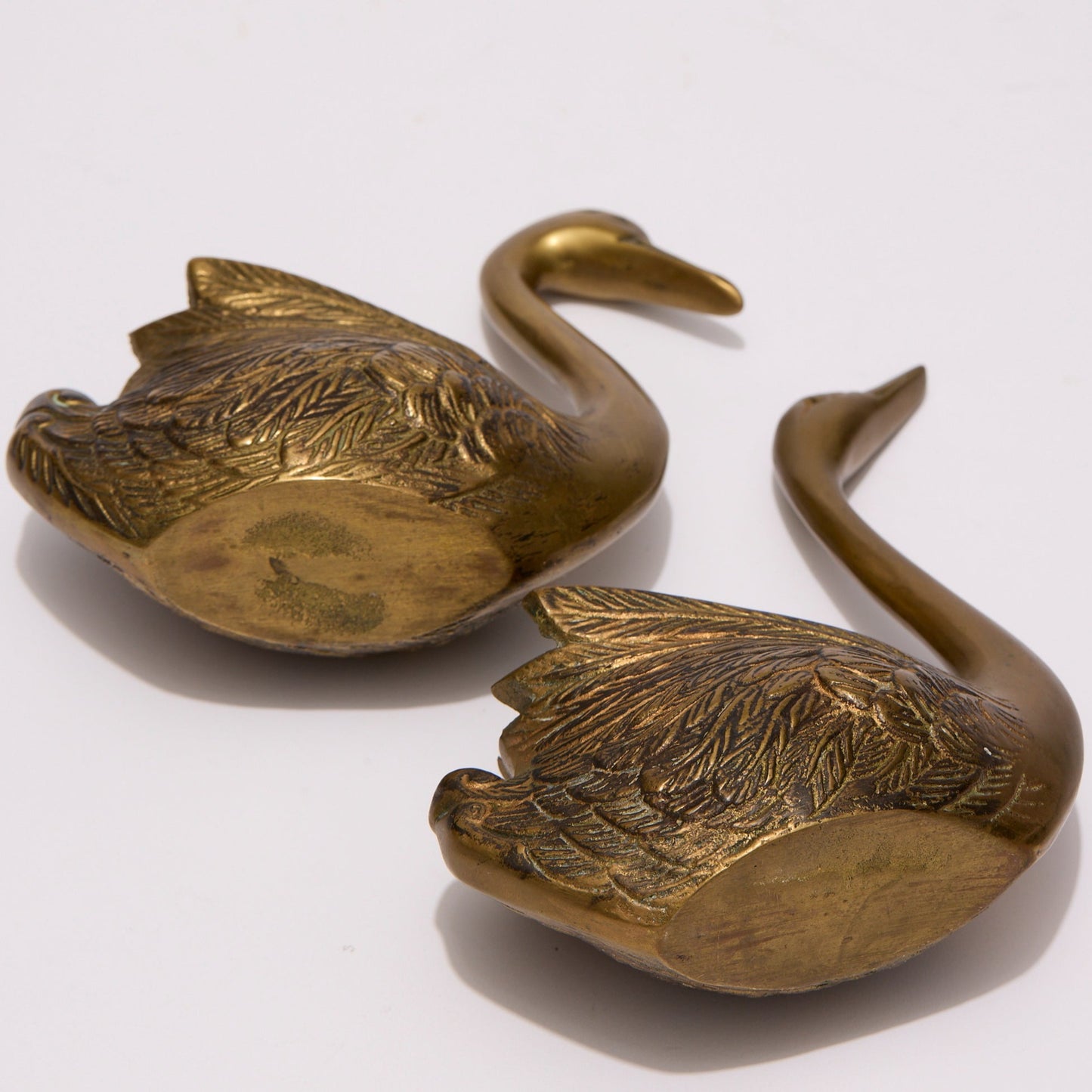 SOLID BRASS SWAN SCULPTURES (PAIR)