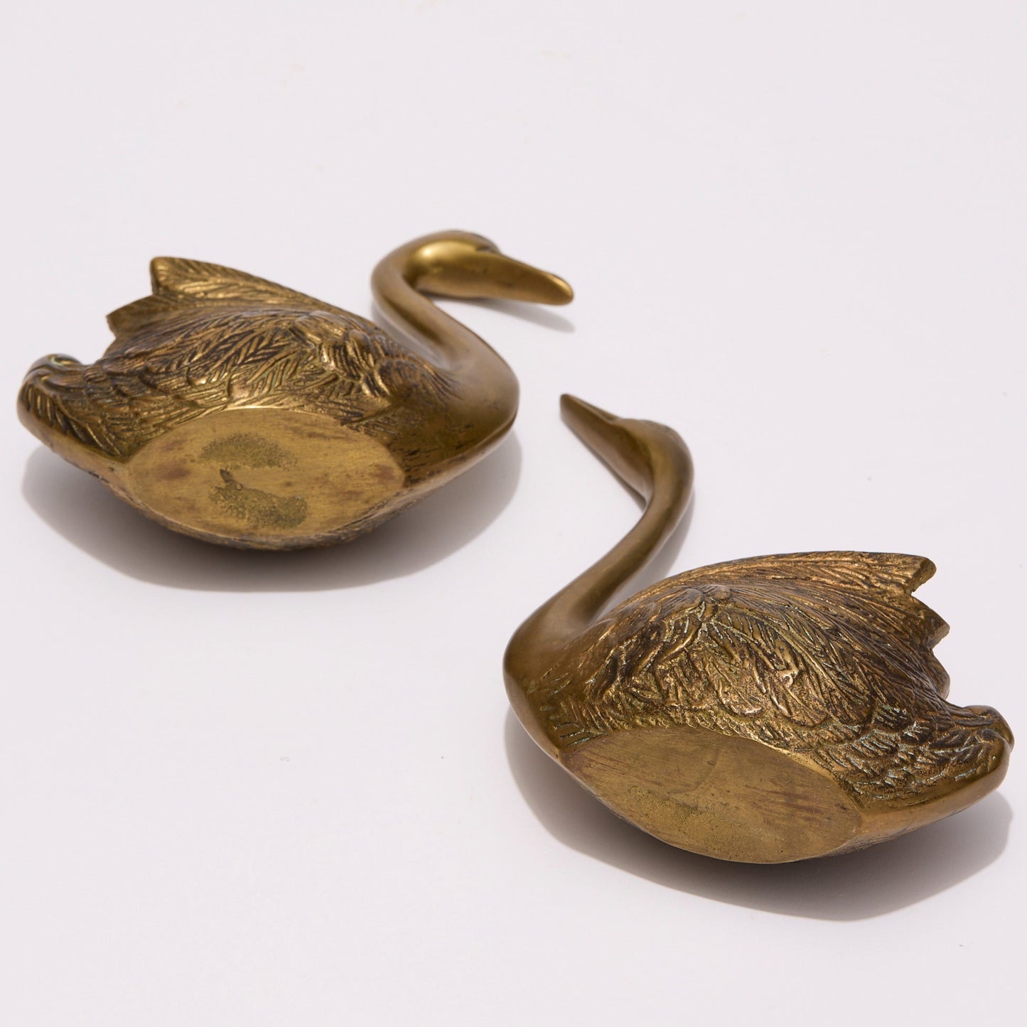 SOLID BRASS SWAN SCULPTURES (PAIR)