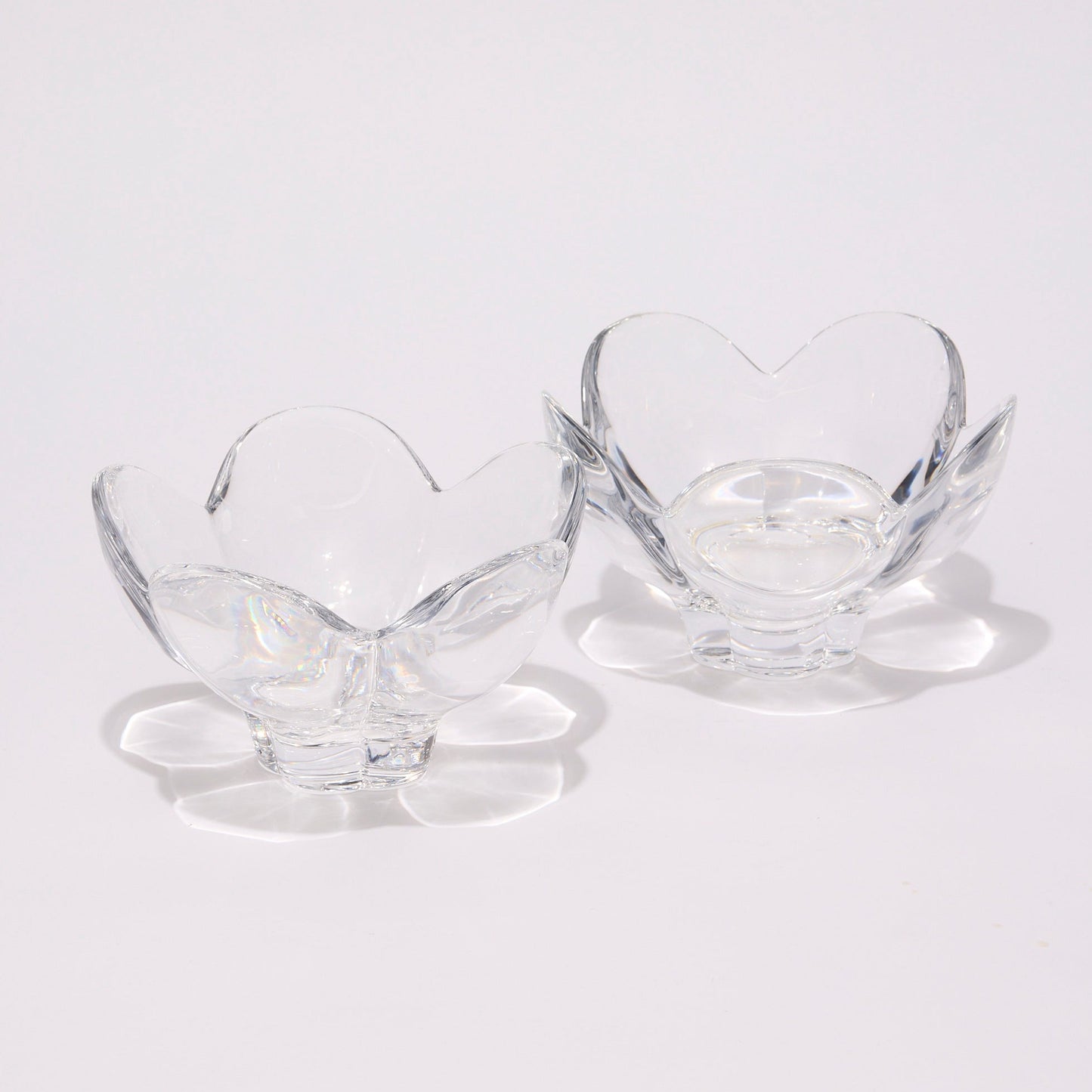 ORREFORS CRYSTAL FLOWER BOWLS (PAIR)