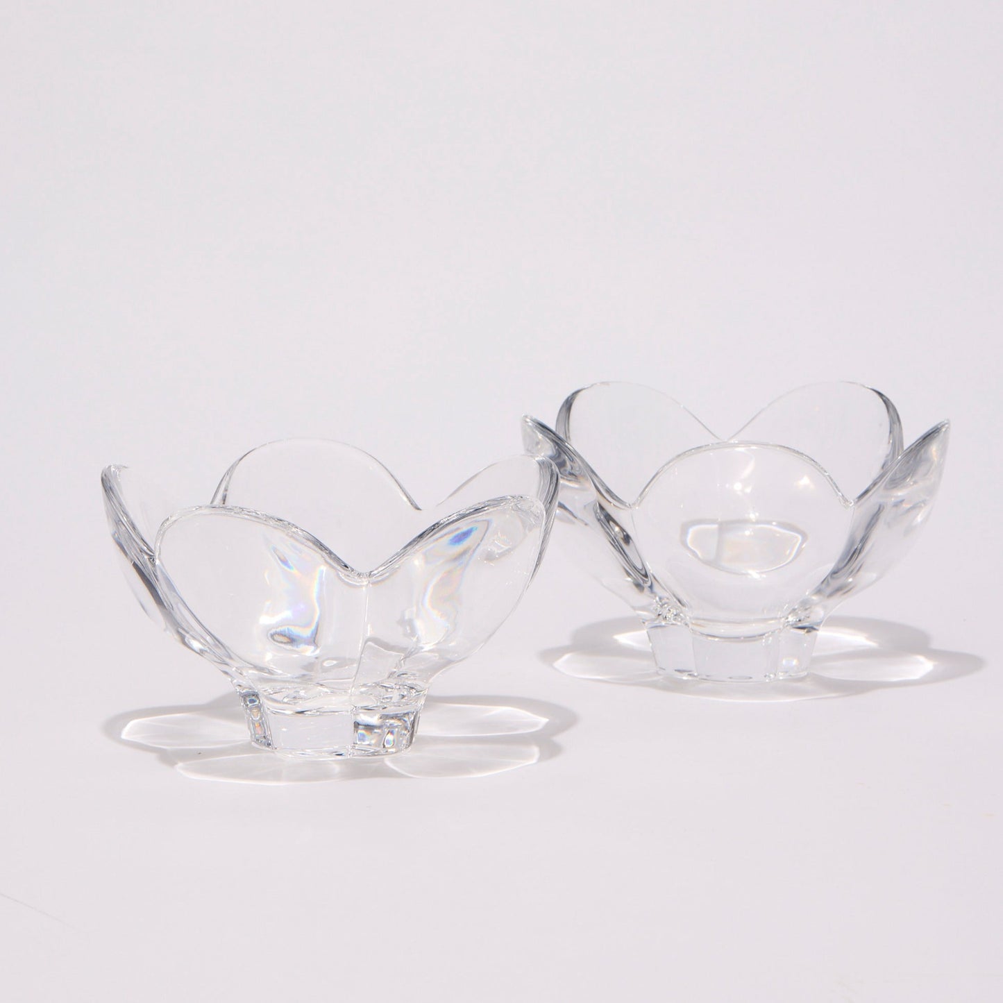 ORREFORS CRYSTAL FLOWER BOWLS (PAIR)