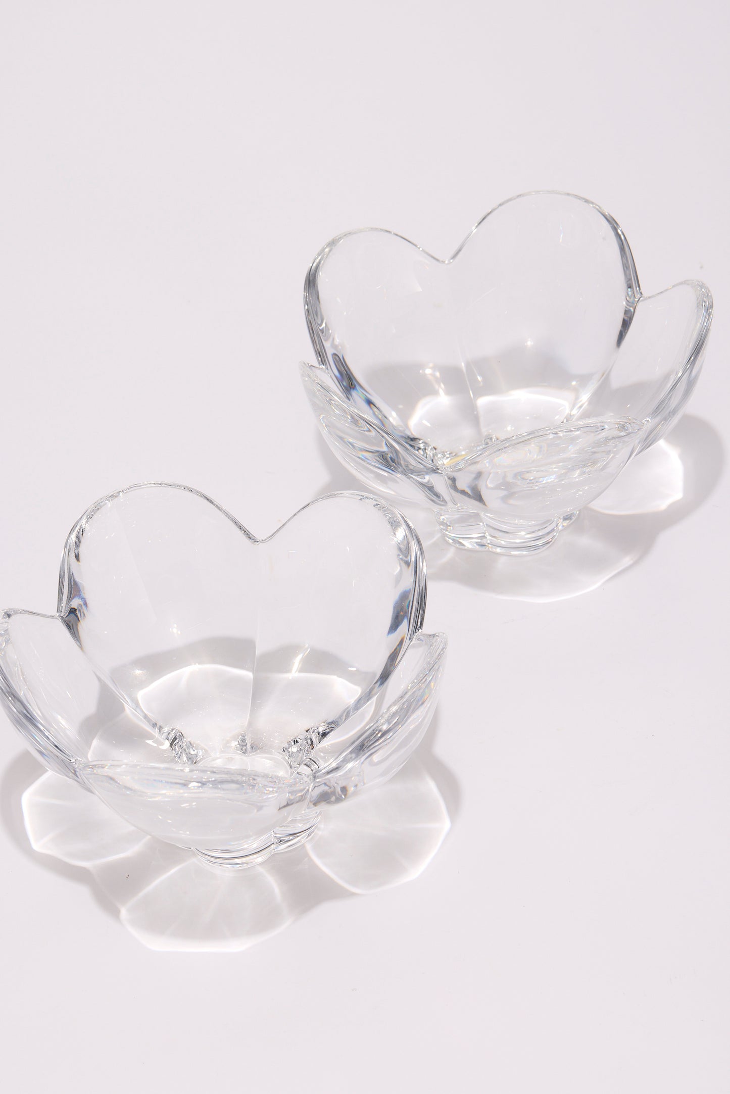 ORREFORS CRYSTAL FLOWER BOWLS (PAIR)