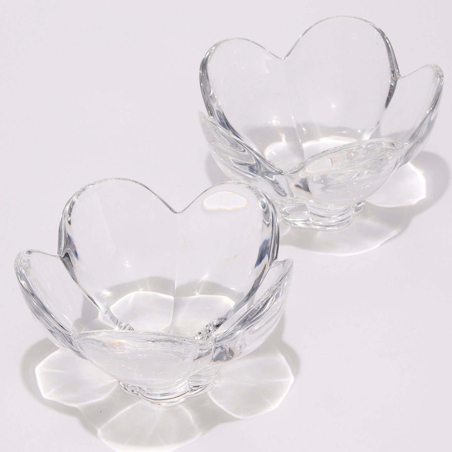 ORREFORS CRYSTAL FLOWER BOWLS (PAIR)