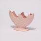 PINK CERAMIC FANNED LEAF-PATTERN VASE