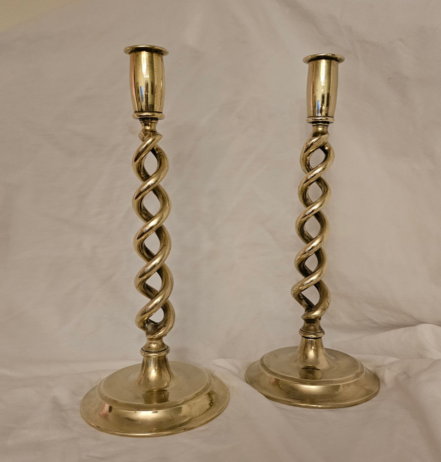 TWISTED BRASS CANDLESTICKS (PAIR)